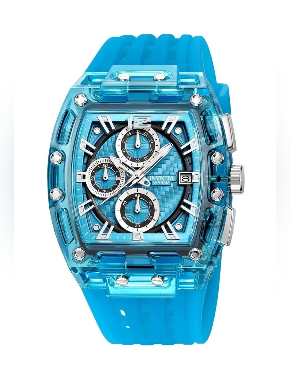 NEW Invicta S1 Rally Men's Chronograph Translucent Watch - 42mm Aqua Blue 70141